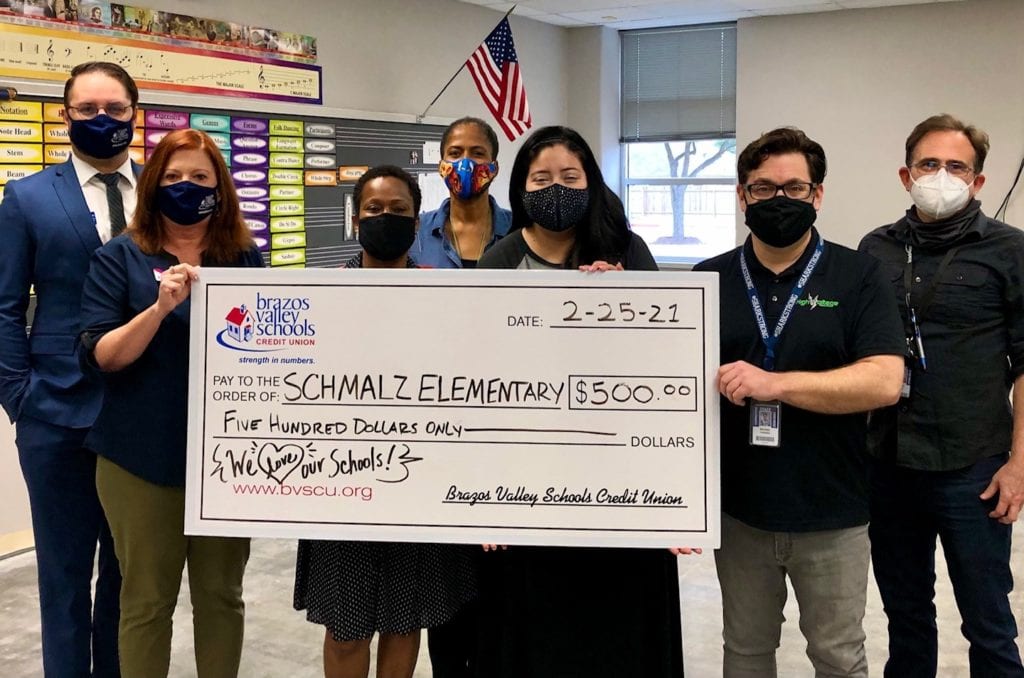 Brazos Valley Schools Credit Union Donates to Schmalz Elementary School