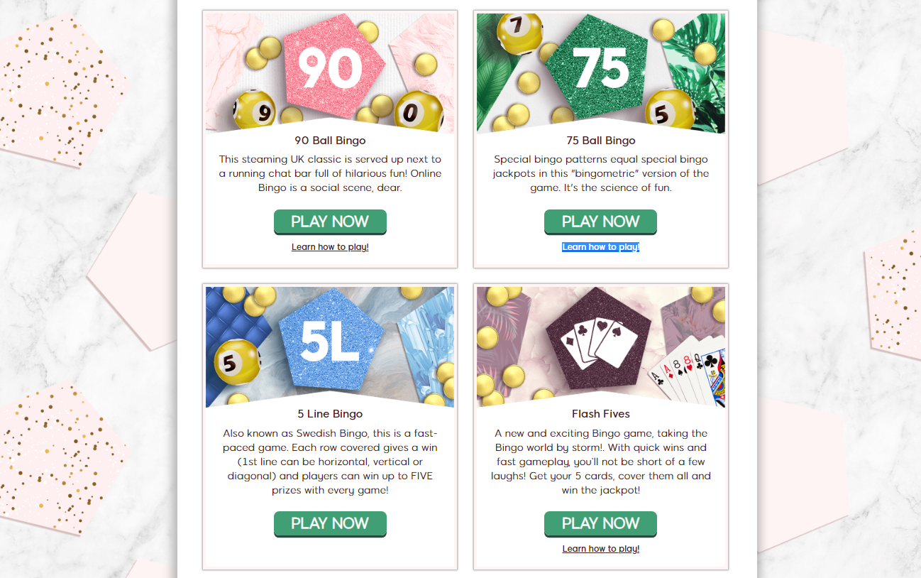 types of bingo patterns