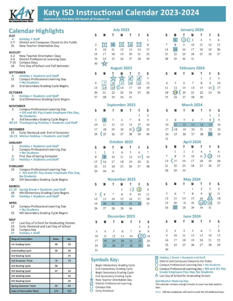 Katy ISD Approves 20242025 Instructional Calendar The Katy News