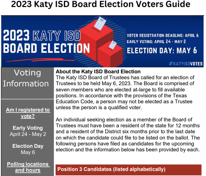2023 Katy ISD Board Election The Katy News