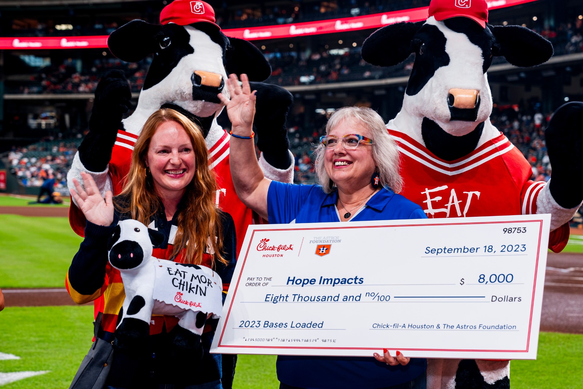 Houston ChickfilA restaurants held a check presentation at Monday’s