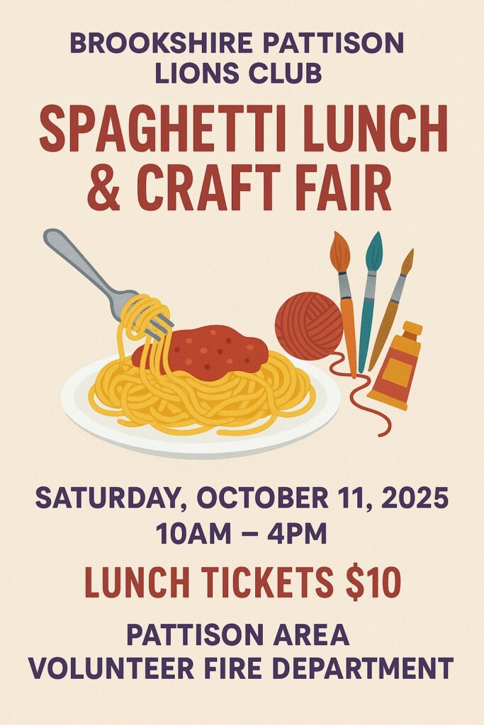 Brookshire Pattison Lions Club Spaghetti Lunch