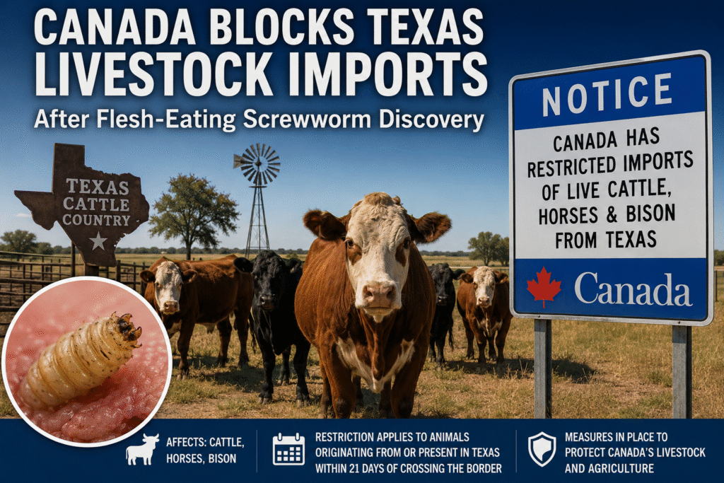Canada Blocks Texas Livestock Imports After Flesh-Eating Screwworm Discovery; Texas Leaders Launch Emergency Response