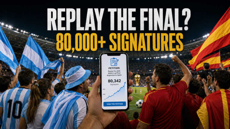 Argentina and Spain supporters react as World Cup final replay petition