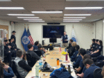 AA Hall speaking with CBP and EPA officials and staff during Los Angeles Long Beach inspection week.