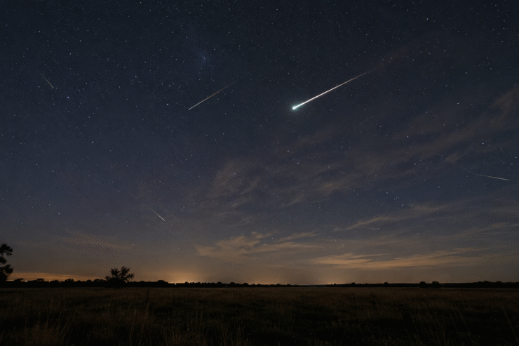 Perseid meteor shower streaking across the night sky near Katy, Texas, on August 12, 2026