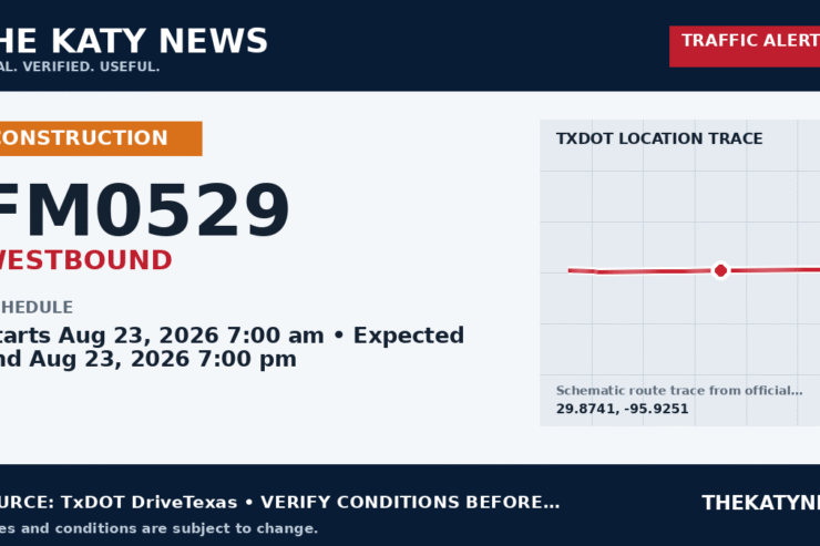 Katy traffic alert for FM0529