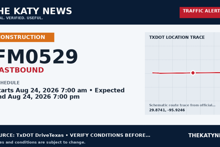 Katy traffic alert for FM0529