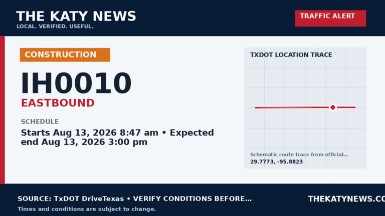 Katy traffic alert for IH0010