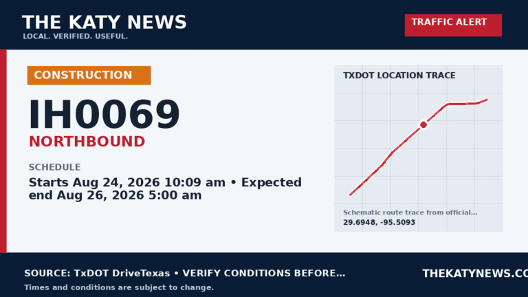 Katy traffic alert for IH0069