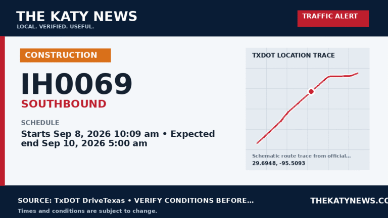 Katy traffic alert for IH0069