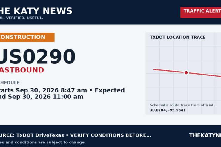Katy traffic alert for US0290